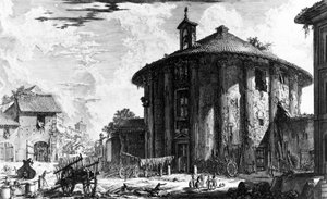 Uitzicht op de Tempel van Cybele op het Piazza della Bocca della Verita, uit de serie 